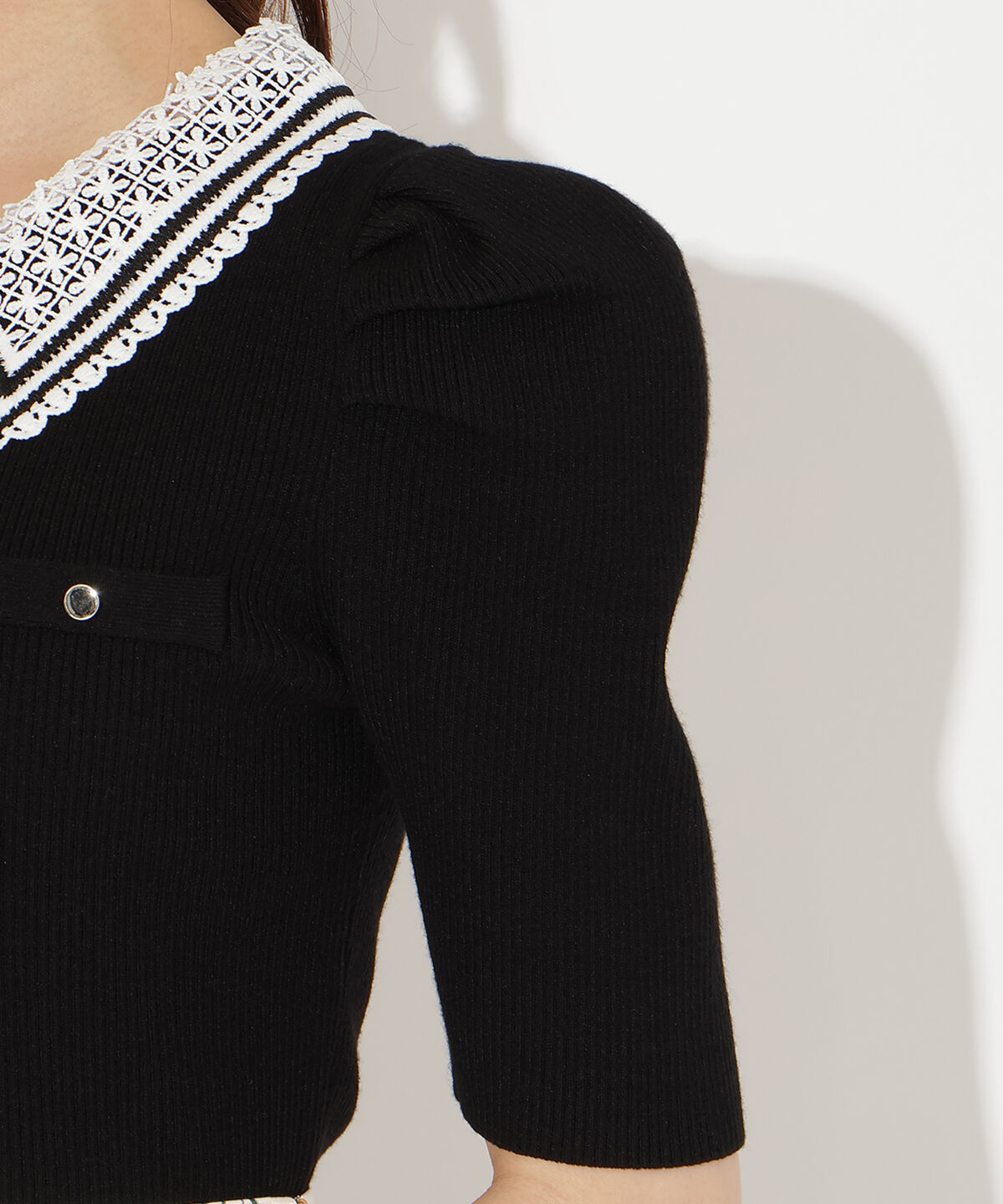 WILLSELECTION「バイカラーレース襟リブニット」|ニット・セーター|