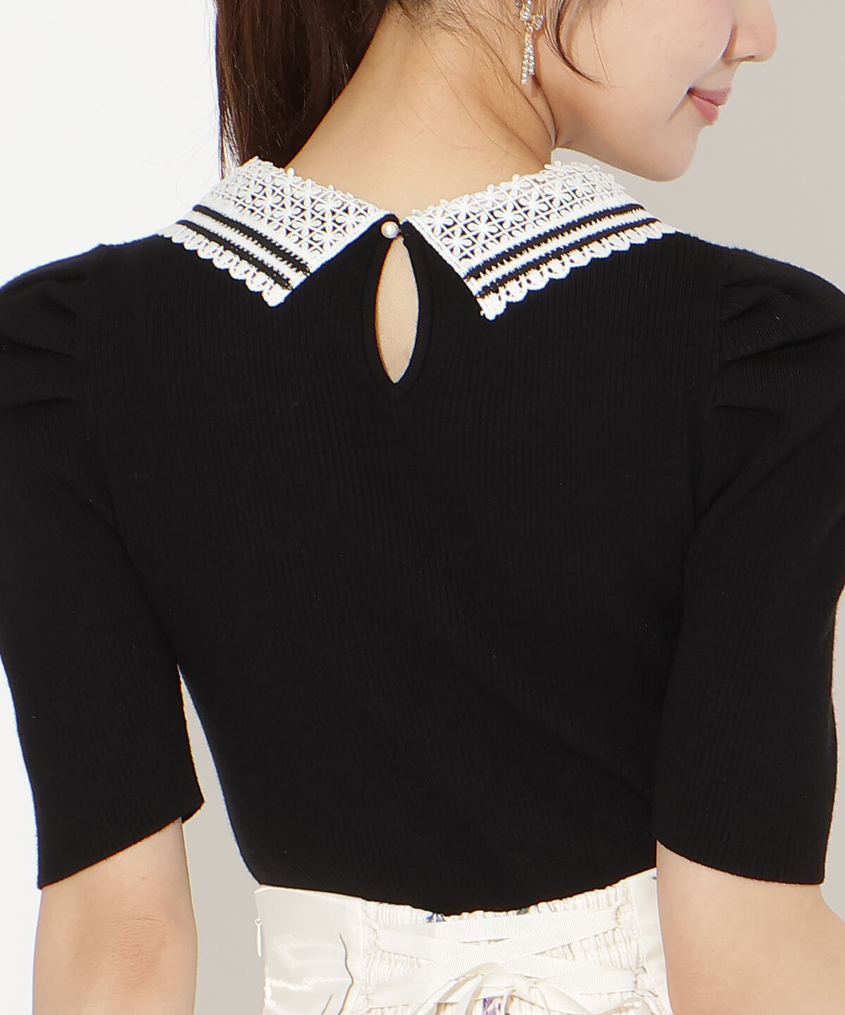 WILLSELECTION「バイカラーレース襟リブニット」|ニット・セーター|