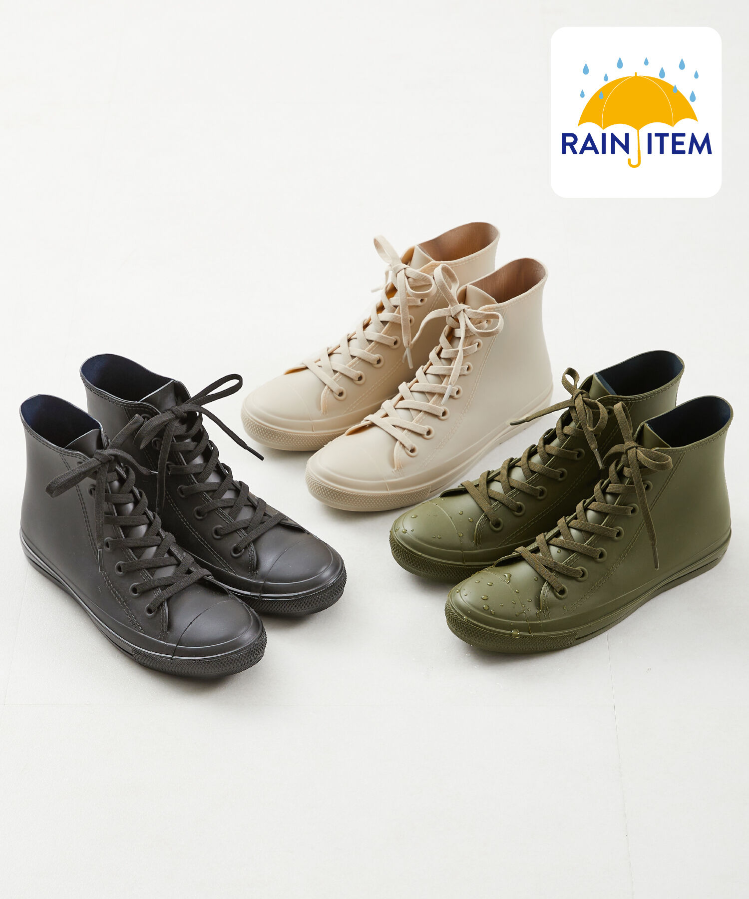 ORiental TRaffic「【防水】 ハイカット レインスニーカー /R-0016  晴雨兼用 ハイカットスニーカー 柔らかい」|スニーカー|