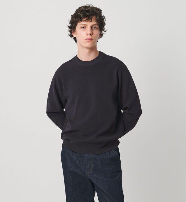 UNITED ARROWS「コットン/ポリエステル アゼ クルーネックニット」|ニット・セーター|NAVY