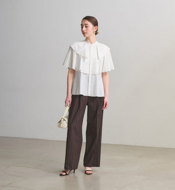 UNITED ARROWS「スカラップ フリル ブラウス ‐はっ水 UVカット 防しわ ウォッシャブル‐」|シャツ・ブラウス|