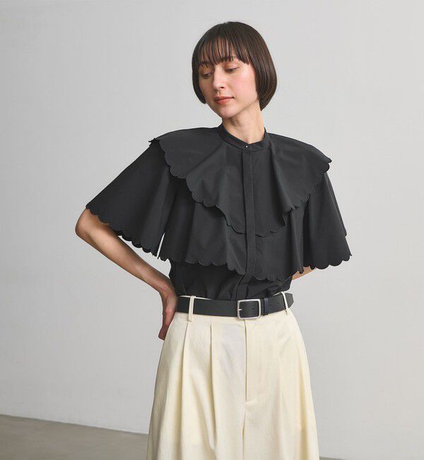 UNITED ARROWS「スカラップ フリル ブラウス ‐はっ水 UVカット 防しわ ウォッシャブル‐」|シャツ・ブラウス|