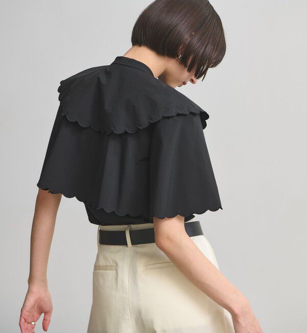 UNITED ARROWS「スカラップ フリル ブラウス ‐はっ水 UVカット 防しわ ウォッシャブル‐」|シャツ・ブラウス|