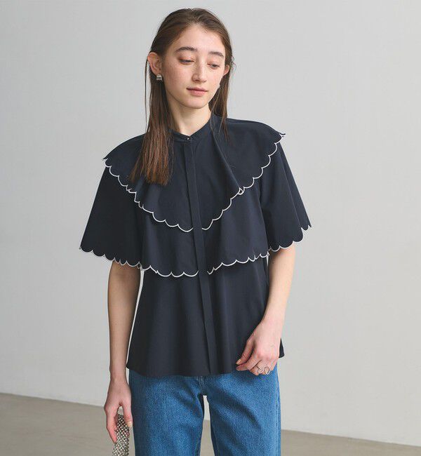 UNITED ARROWS「スカラップ フリル ブラウス ‐はっ水 UVカット 防しわ ウォッシャブル‐」|シャツ・ブラウス|