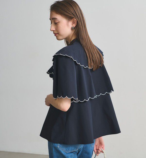 UNITED ARROWS「スカラップ フリル ブラウス ‐はっ水 UVカット 防しわ ウォッシャブル‐」|シャツ・ブラウス|