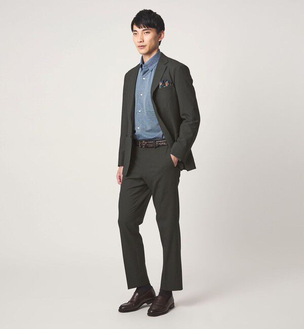 UNITED ARROWS green label relaxing「A+ ポリエステル シャークスキン スタンダード イージー セットアップ パンツ スラックス -ウォッシャブル」|スラックス|