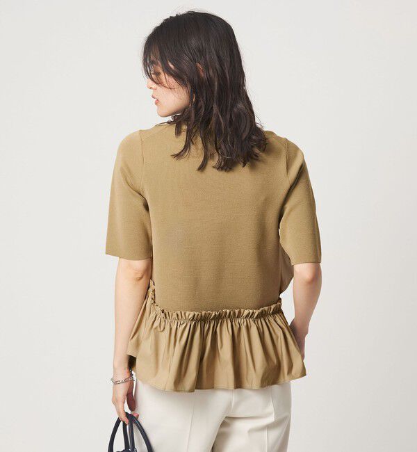 UNITED ARROWS green label relaxing「ドッキング ペプラム ショートスリーブ ニット プルオーバー ウォッシャブル」|ニット・セーター|