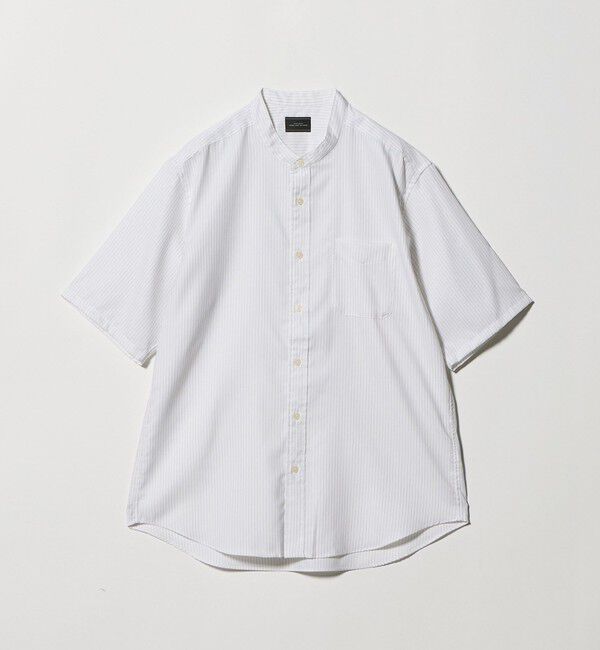 UNITED ARROWS green label relaxing「W/R オックスフォード ストライプ バンドカラー 半袖 シャツ」|シャツ・ブラウス|