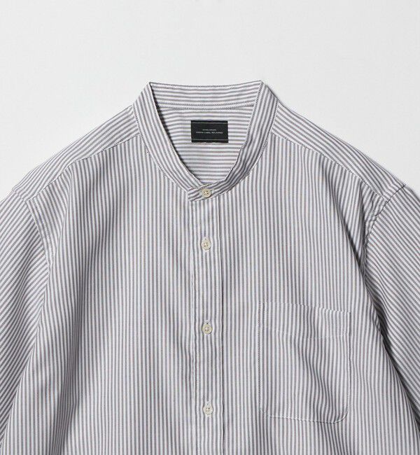 UNITED ARROWS green label relaxing「W/R オックスフォード ストライプ バンドカラー 半袖 シャツ」|シャツ・ブラウス|
