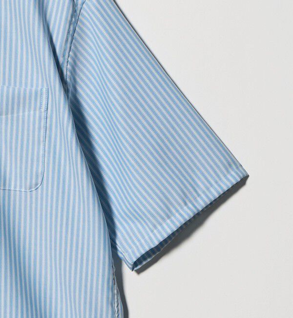 UNITED ARROWS green label relaxing「W/R オックスフォード ストライプ バンドカラー 半袖 シャツ」|シャツ・ブラウス|