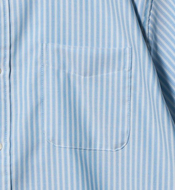 UNITED ARROWS green label relaxing「W/R オックスフォード ストライプ バンドカラー 半袖 シャツ」|シャツ・ブラウス|