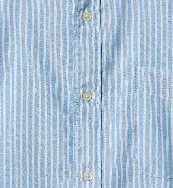 UNITED ARROWS green label relaxing「W/R オックスフォード ストライプ バンドカラー 半袖 シャツ」|シャツ・ブラウス|