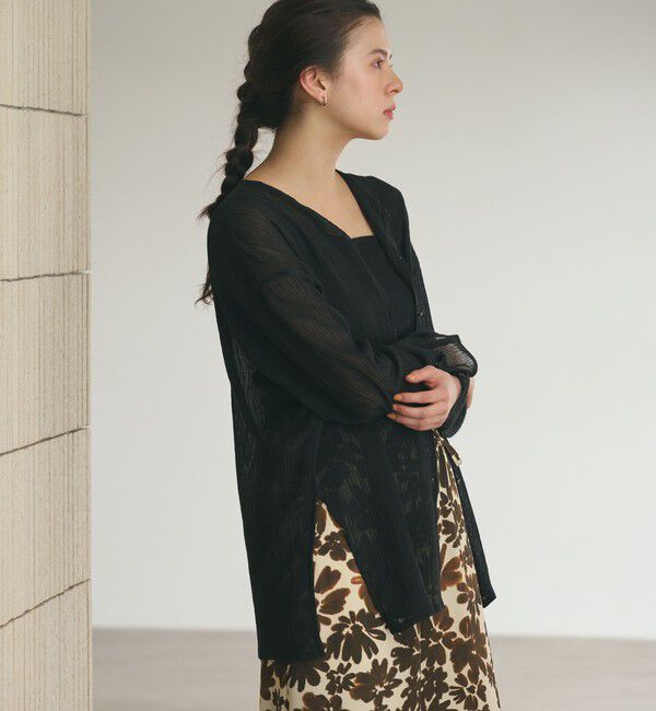 BEAUTY&YOUTH UNITED ARROWS「クレープ クルーネックカーディガン」|カーディガン|