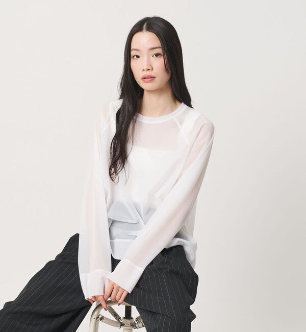BEAUTY&YOUTH UNITED ARROWS「オーガンジー ラグランスリーブカットソー ウォッシャブル」|Tシャツ・カットソー|WHITE