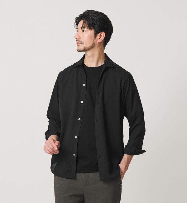 BEAUTY&YOUTH UNITED ARROWS「【WEB限定 WARDROBE SMART】リネンライク ワイドカラー スキッパー シャツ」|シャツ・ブラウス|