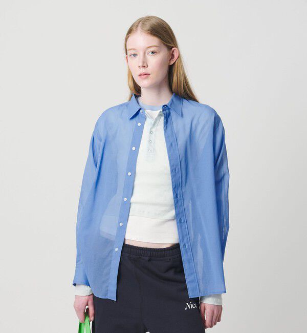 NICE WEATHER「＜NICE WEATHER＞シアーシャツ」|シャツ・ブラウス|LT.BLUE