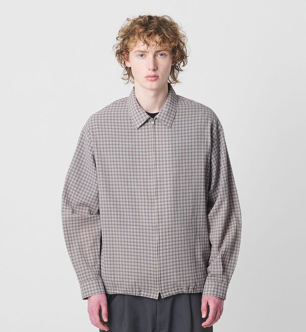 BEAUTY&YOUTH UNITED ARROWS「シャーリング チェック ジップシャツ」|シャツ・ブラウス|