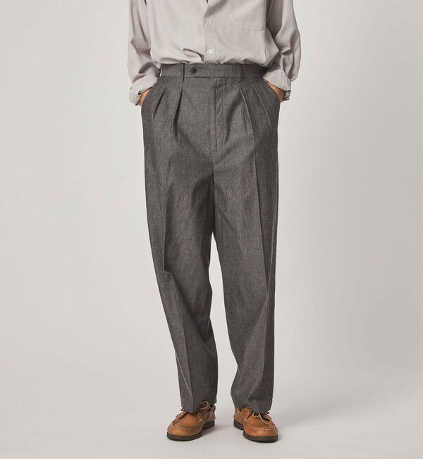 STEVEN ALAN「＜Steven Alan＞ デニムシャンブレー イン ツープリーツ ドレス トラウザーズ」|スラックス|
