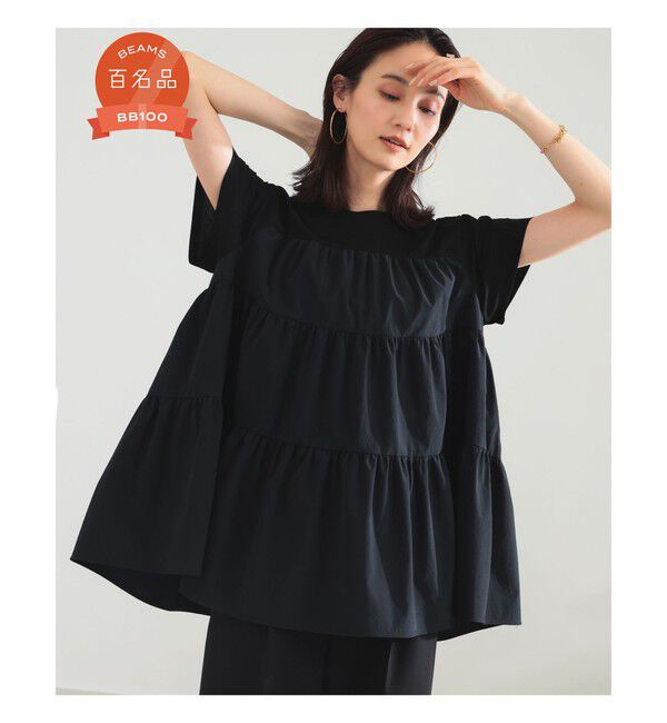Demi-Luxe BEAMS 「コンビ ティアード プルオーバー」|シャツ・ブラウス|BLACK
