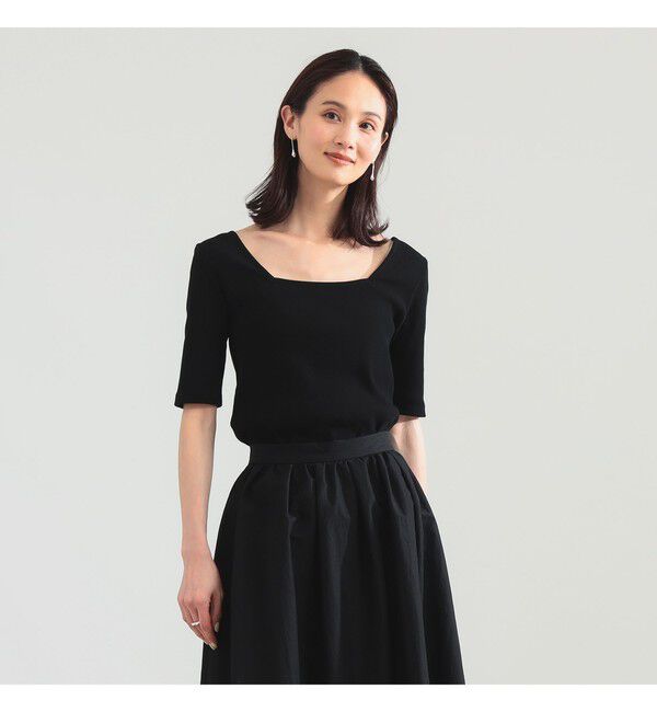 Demi-Luxe BEAMS 「【別注】スタイリスト佐藤佳菜子 &times; SLOANE / スクエアネック リブ Tシャツ」|Tシャツ・カットソー|