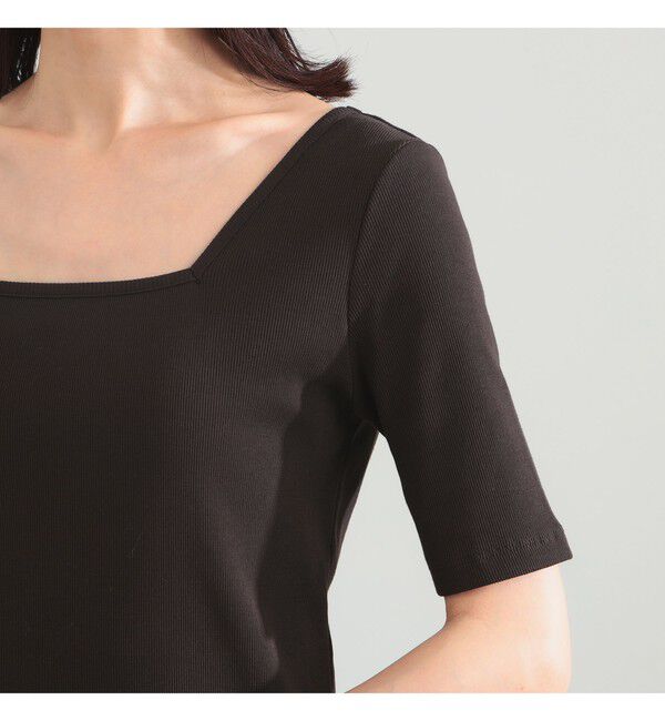 Demi-Luxe BEAMS 「【別注】スタイリスト佐藤佳菜子 &times; SLOANE / スクエアネック リブ Tシャツ」|Tシャツ・カットソー|