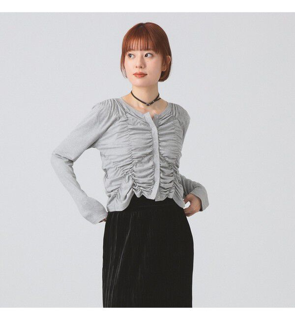 Ray BEAMS 「リブ シャーリング カーディガン」|カーディガン|