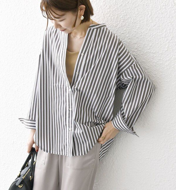 SHIPS any「SHIPS any:〈洗濯機可能〉REPREVE バンド カラー シャツ」|シャツ・ブラウス|