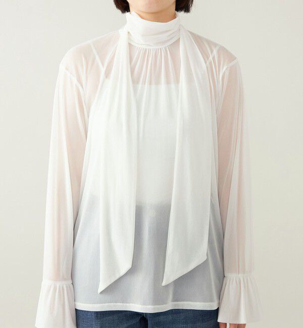 quaranciel「quaranciel:〈洗濯機可能〉チュール シアー ボウタイ プルオーバー」|Tシャツ・カットソー|