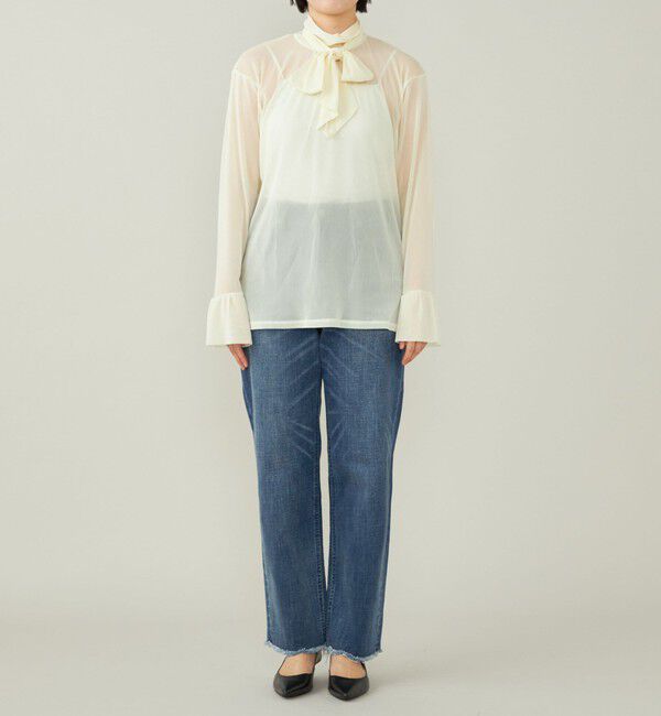 quaranciel「quaranciel:〈洗濯機可能〉チュール シアー ボウタイ プルオーバー」|Tシャツ・カットソー|