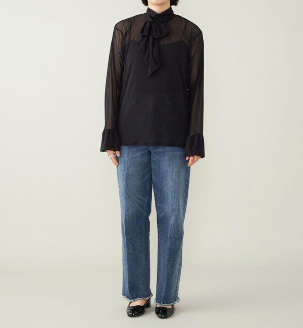 quaranciel「quaranciel:〈洗濯機可能〉チュール シアー ボウタイ プルオーバー」|Tシャツ・カットソー|