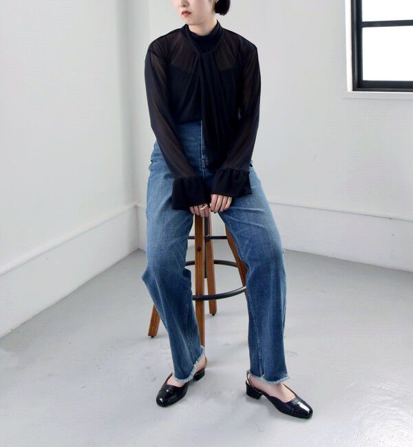 quaranciel「quaranciel:〈洗濯機可能〉チュール シアー ボウタイ プルオーバー」|Tシャツ・カットソー|