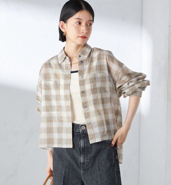SHIPS for women「〈手洗い可能〉シアー チェック ロング スリーブ シャツ」|シャツ・ブラウス|