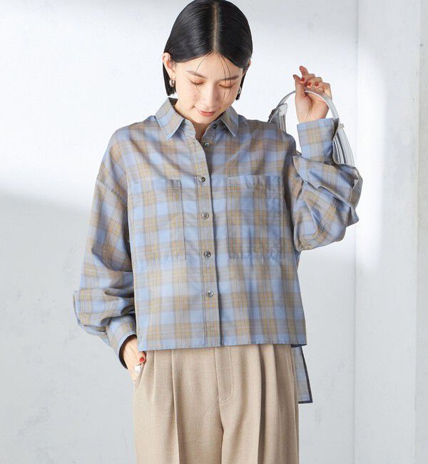 SHIPS for women「〈手洗い可能〉シアー チェック ロング スリーブ シャツ」|シャツ・ブラウス|