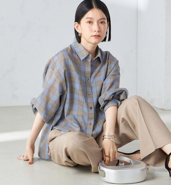 SHIPS for women「〈手洗い可能〉シアー チェック ロング スリーブ シャツ」|シャツ・ブラウス|