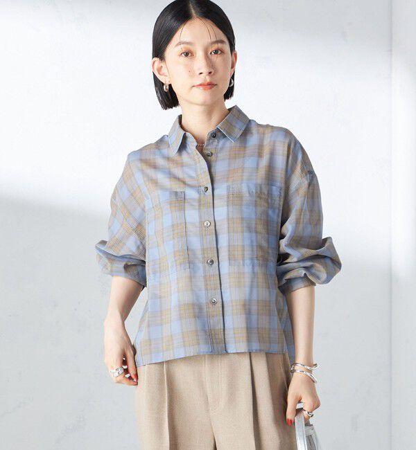 SHIPS for women「〈手洗い可能〉シアー チェック ロング スリーブ シャツ」|シャツ・ブラウス|