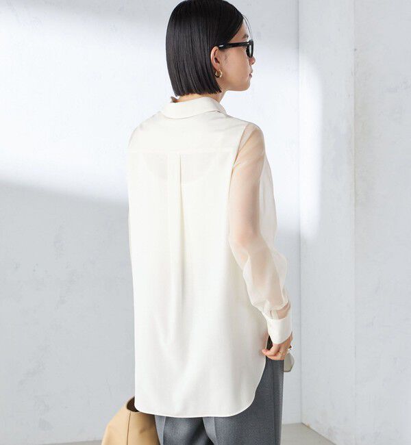 SHIPS for women「〈手洗い可能〉シアー袖 ドッキング シャツ」|シャツ・ブラウス|