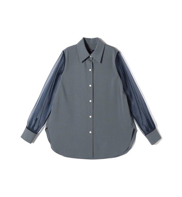 SHIPS for women「〈手洗い可能〉シアー袖 ドッキング シャツ」|シャツ・ブラウス|