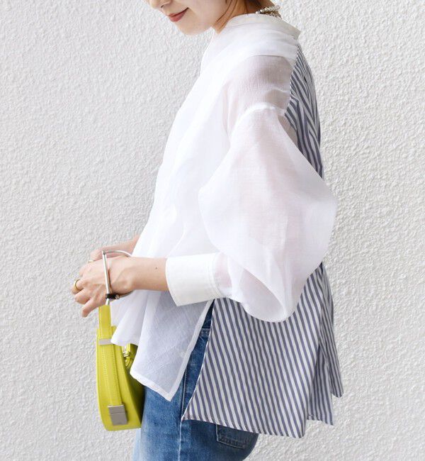 SHIPS for women「【WEB限定】〈手洗い可能〉異素材 ウエスト タック ブラウス」|シャツ・ブラウス|