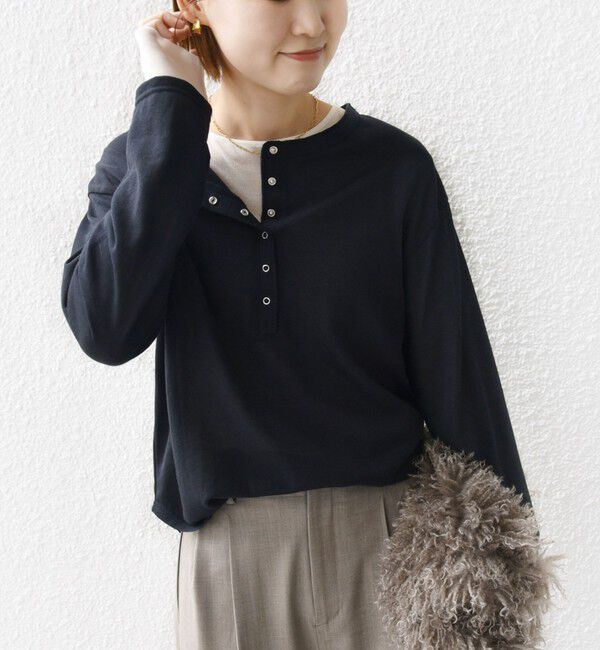 SHIPS for women「〈洗濯機可能〉シアー 裏毛 2WAY プルオーバー」|Tシャツ・カットソー|ネイビー