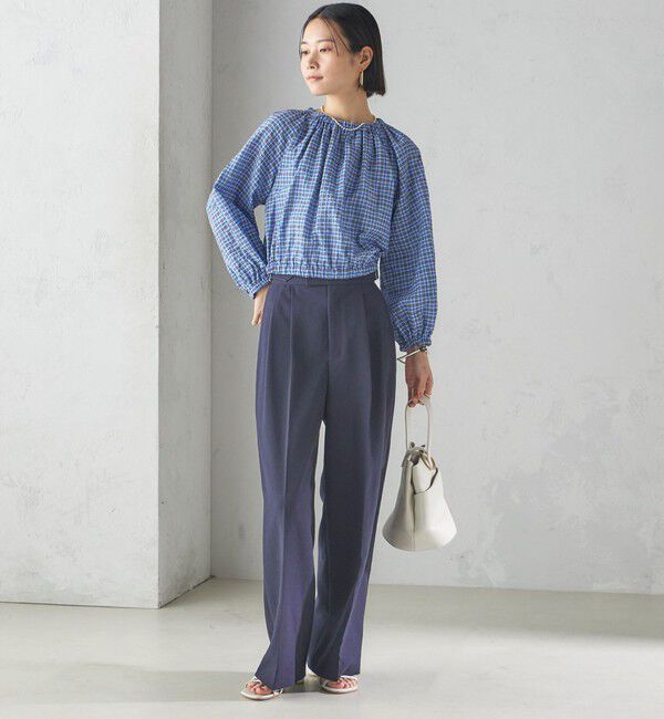 SHIPS for women「〈手洗い可能〉DEVEAUX サッカー チェック リボン ブラウス」|シャツ・ブラウス|