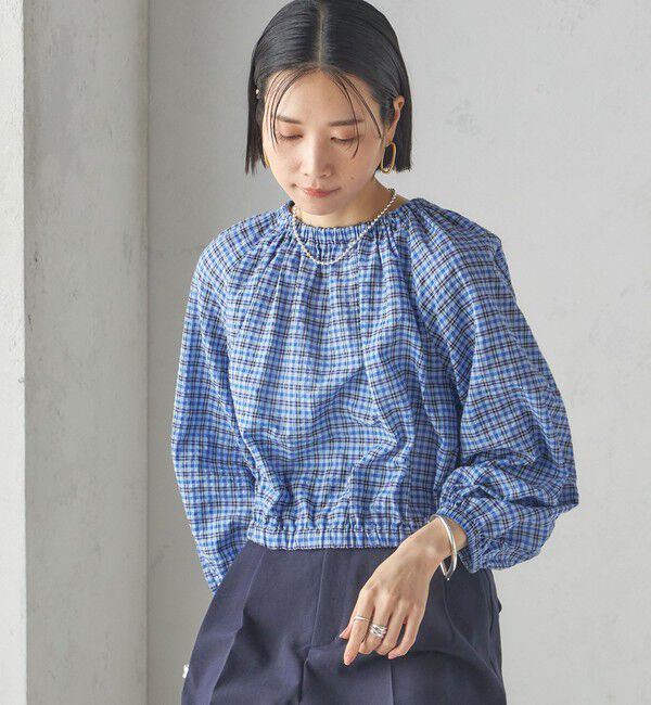 SHIPS for women「〈手洗い可能〉DEVEAUX サッカー チェック リボン ブラウス」|シャツ・ブラウス|