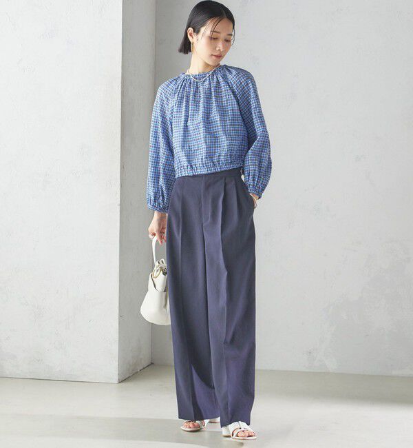 SHIPS for women「〈手洗い可能〉DEVEAUX サッカー チェック リボン ブラウス」|シャツ・ブラウス|