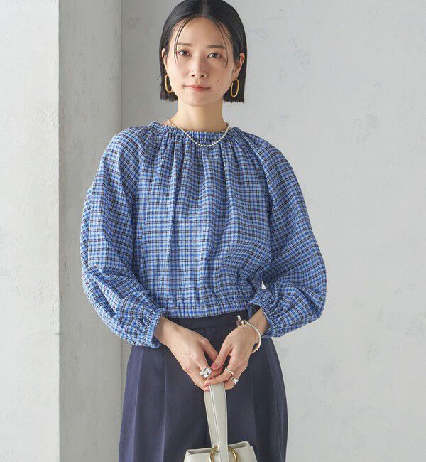 SHIPS for women「〈手洗い可能〉DEVEAUX サッカー チェック リボン ブラウス」|シャツ・ブラウス|