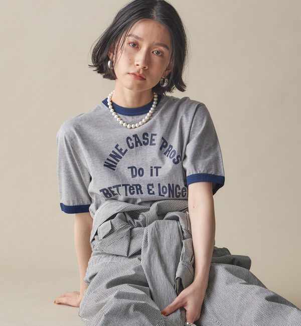 SHIPS for women「SHIPS NINE CASE:〈洗濯機可能〉プリント リンガー TEE」|Tシャツ・カットソー|グレー