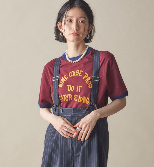 SHIPS for women「SHIPS NINE CASE:〈洗濯機可能〉プリント リンガー TEE」|Tシャツ・カットソー|ワイン