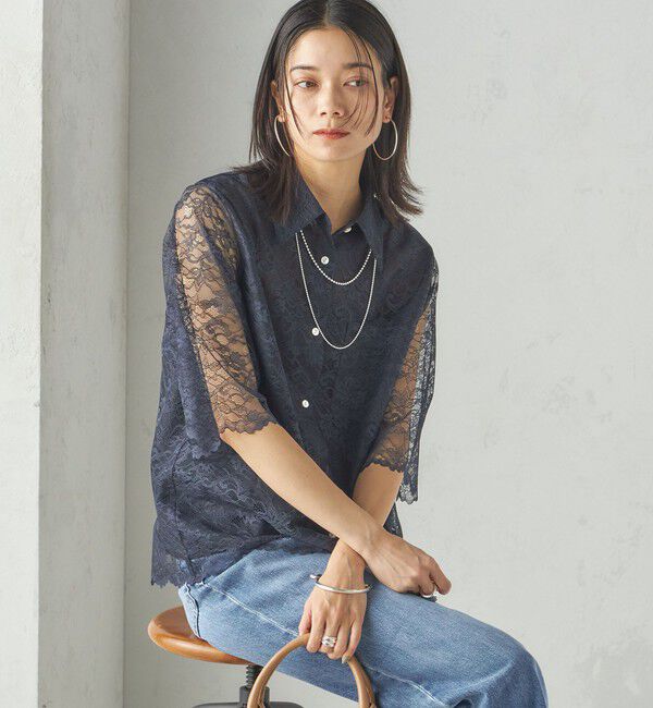 SHIPS for women「〈手洗い可能〉ラッセル レース シャツ」|シャツ・ブラウス|