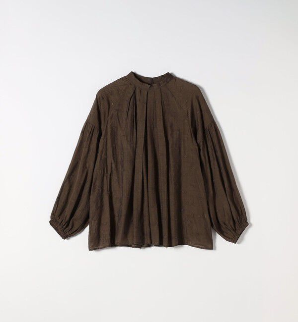 SHIPS any「【WEB限定】SHIPS any:〈手洗い可能〉シアー ドット スタンドカラー パフ ギャザー ブラウス」|シャツ・ブラウス|