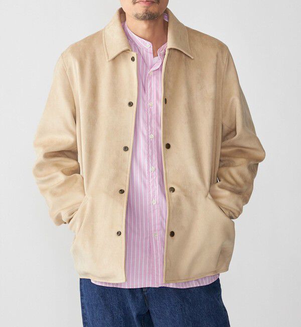 SHIPS「SHIPS: ポリエステル フェイク スエード コーチ ブルゾン」|ブルゾン・スタジャン|ライトグレー