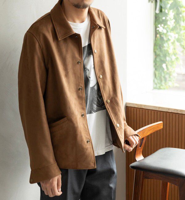SHIPS「SHIPS: ポリエステル フェイク スエード コーチ ブルゾン」|ブルゾン・スタジャン|ブラウン