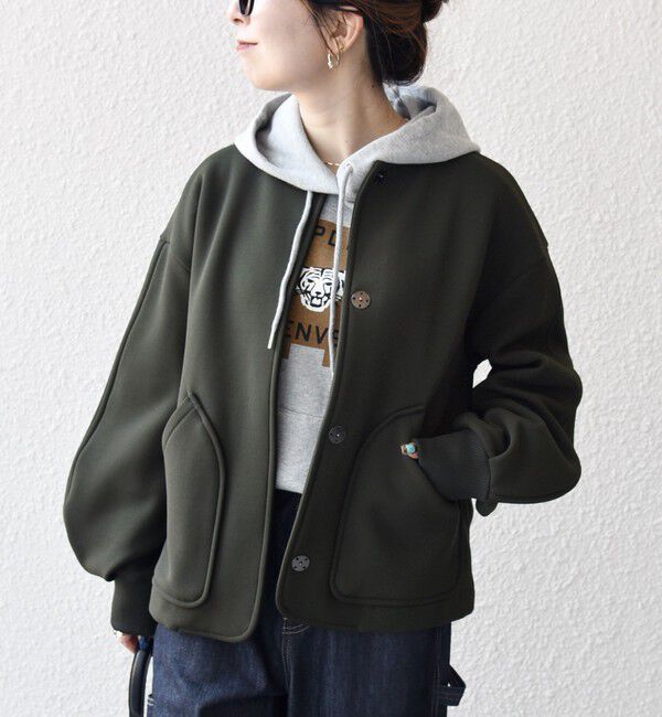 SHIPS any「SHIPS any:〈洗濯機可能〉ダンボール ノーカラー コンパクト ブルゾン」|ブルゾン・スタジャン|